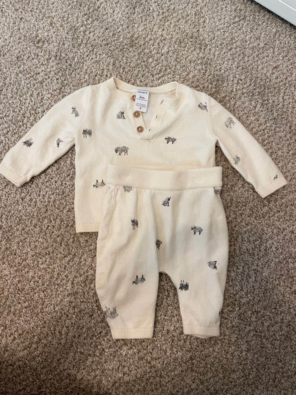 Carter's Cream Knit Outfit With Sheep